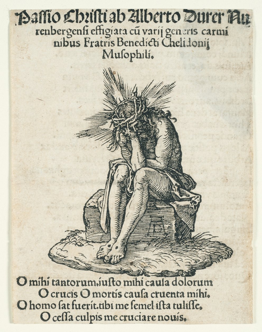 Die kleine Passion: Der Mann der Schmerzen sitzend von Albrecht Dürer