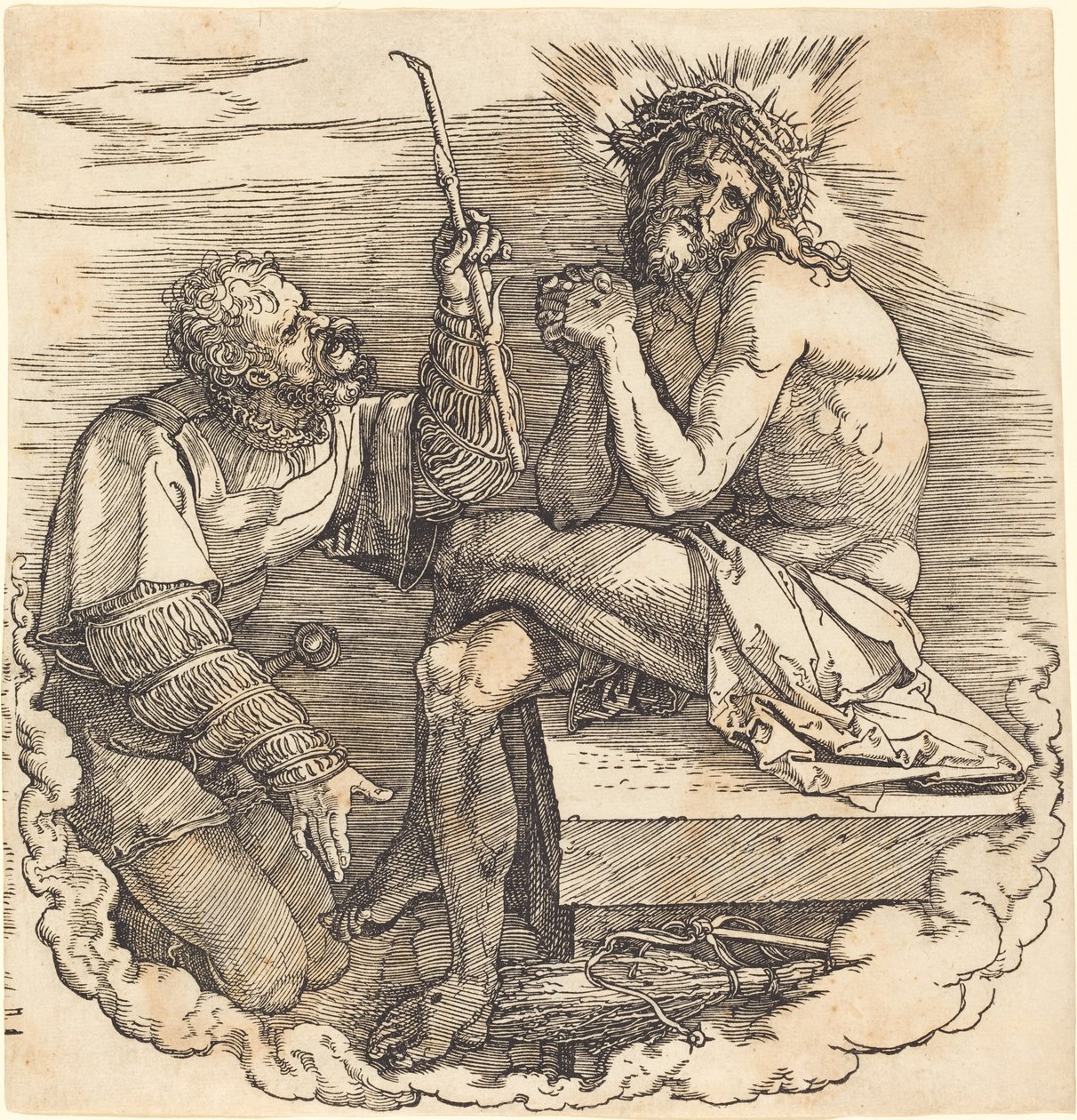Der Mann der Schmerzen wird von einem Soldaten verspottet von Albrecht Dürer