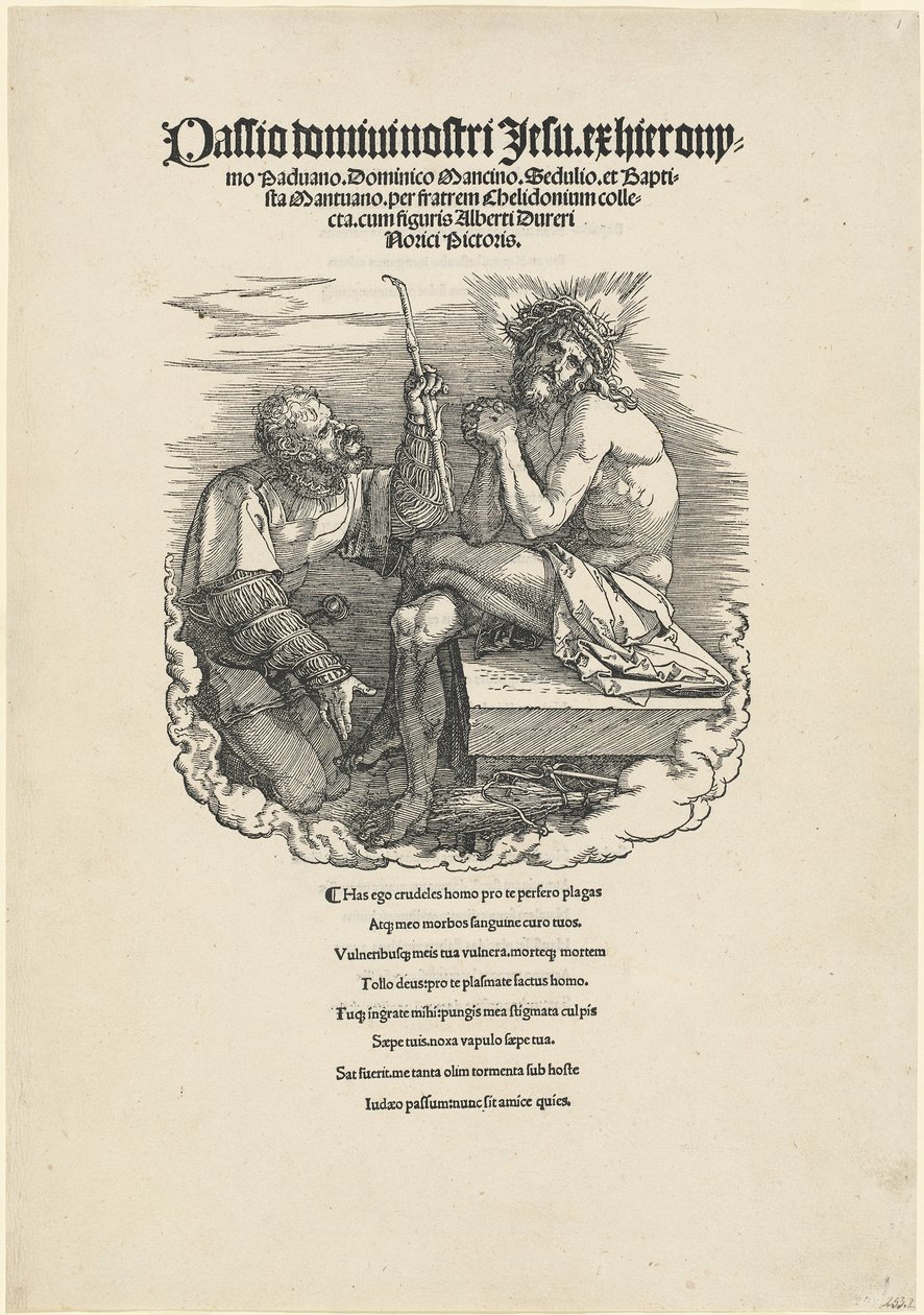 Der Mann der Schmerzen von einem Soldaten verspottet von Albrecht Dürer