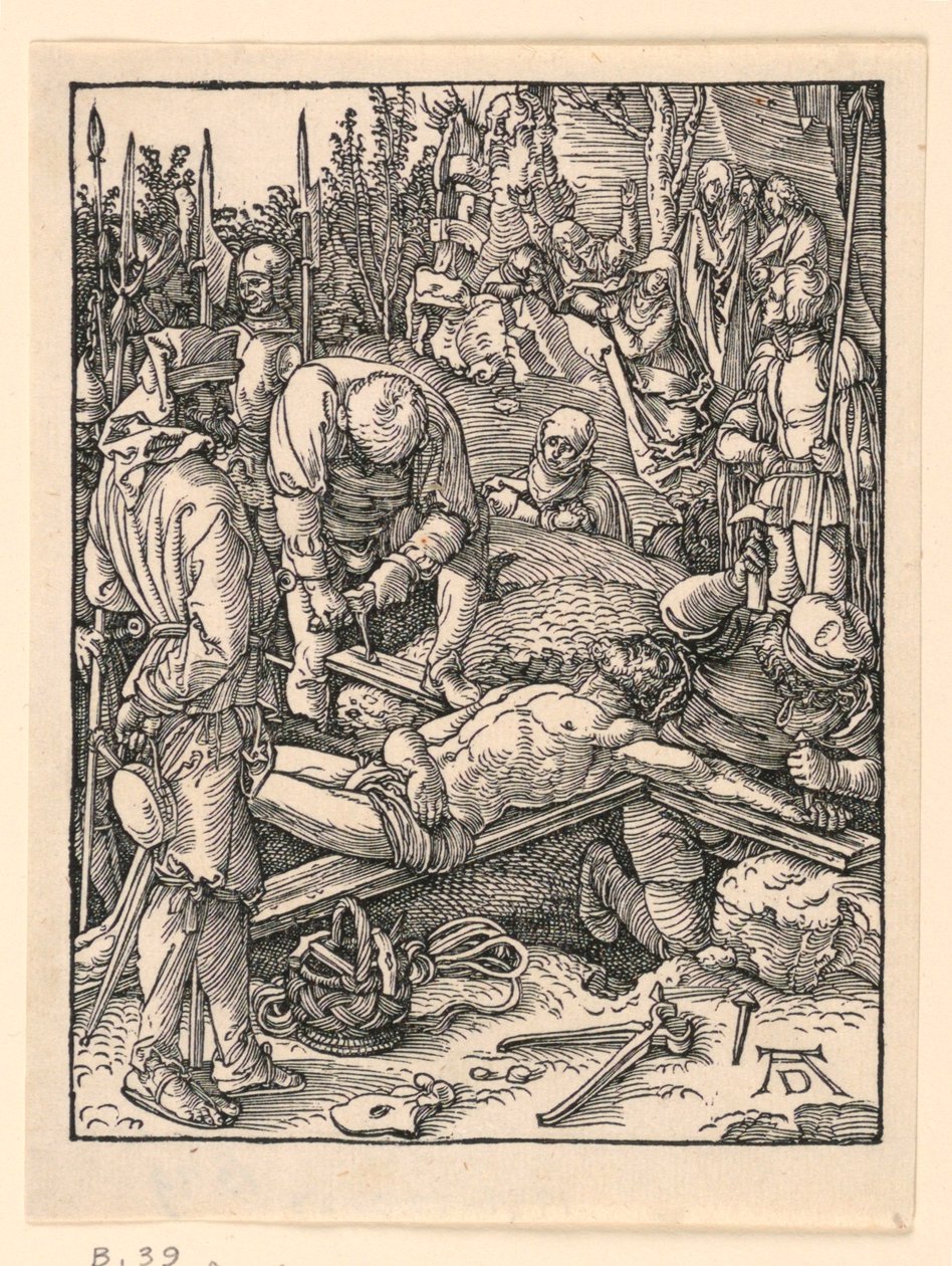 Die Kreuznagelung, aus der Serie Die Kleine Passion von Albrecht Dürer