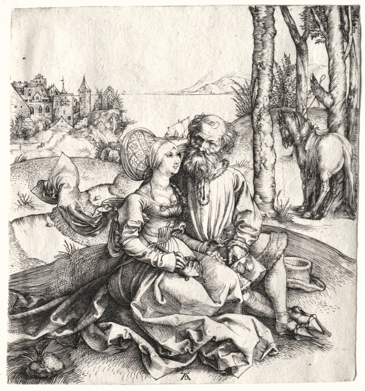 Das Angebot der Liebe oder Das schlecht zusammenpassende Paar, 1495-1496 von Albrecht Dürer