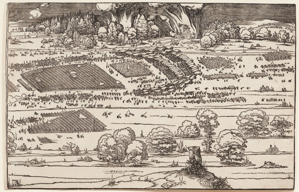 Die Belagerung einer Festung (nur rechte Seite, von 2 Blöcken) von Albrecht Dürer
