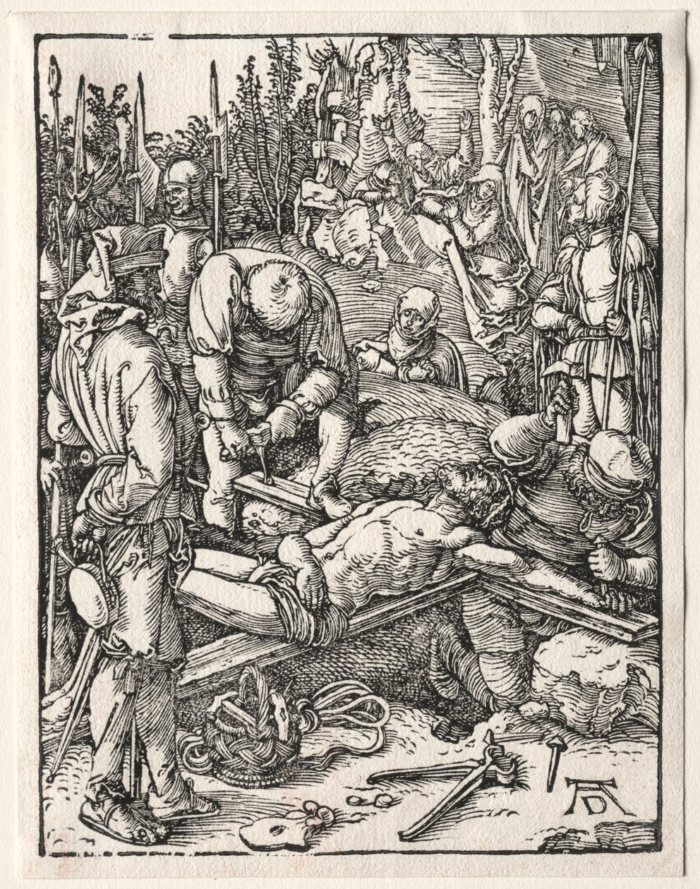 Die Kleine Passion: Christus wird ans Kreuz genagelt von Albrecht Dürer
