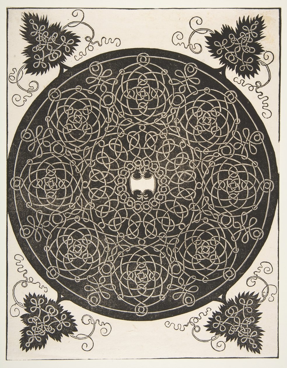 Der dritte Knoten. Verschlungener Rundel mit acht Kränzen und einem gewellten Schild darin..., vor 1521 von Albrecht Dürer