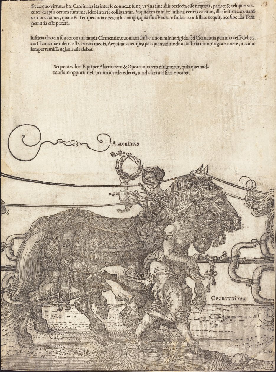 Der Triumphwagen von Maximilian I (Der große Triumphwagen) [Platte 4 von 8] von Albrecht Dürer