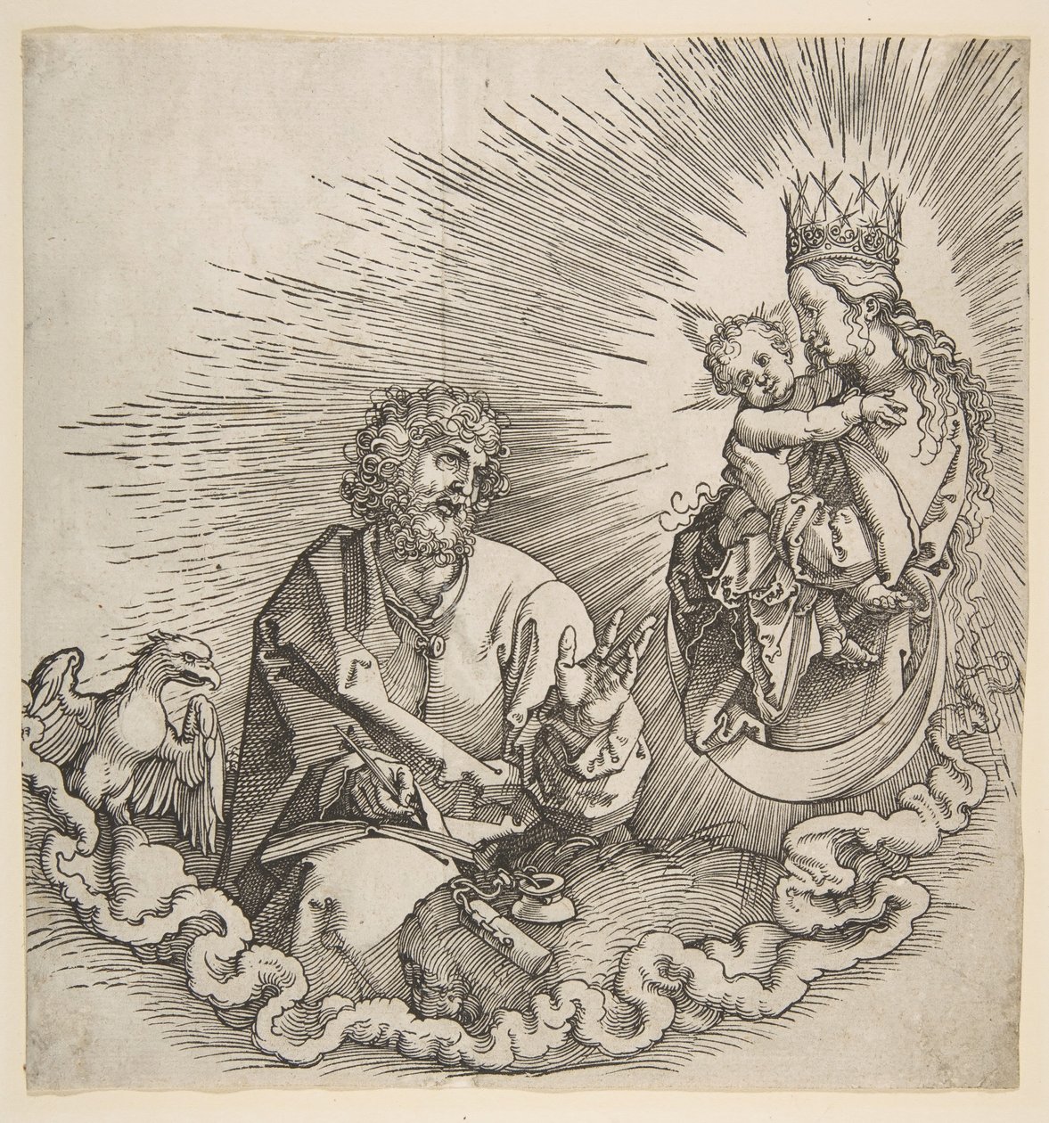 Die Jungfrau erscheint dem heiligen Johannes, Frontispiz zur Apokalypse, 1511 von Albrecht Dürer