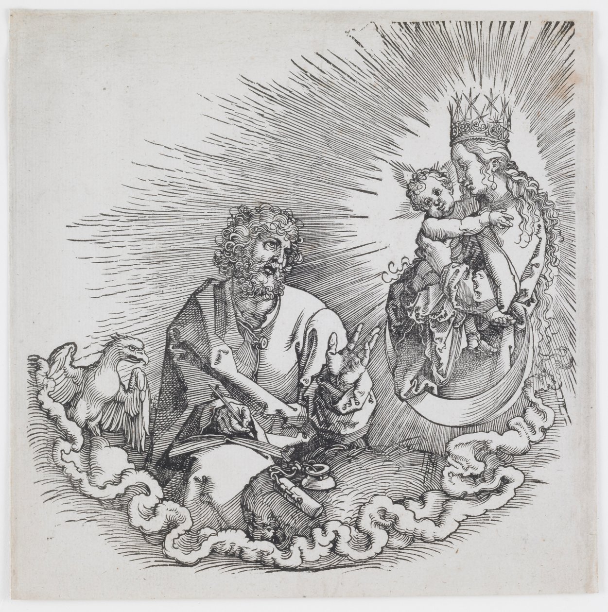 Die Jungfrau erscheint dem heiligen Johannes, aus der Ausgabe von 1511 der „Apokalypse“ von Albrecht Dürer