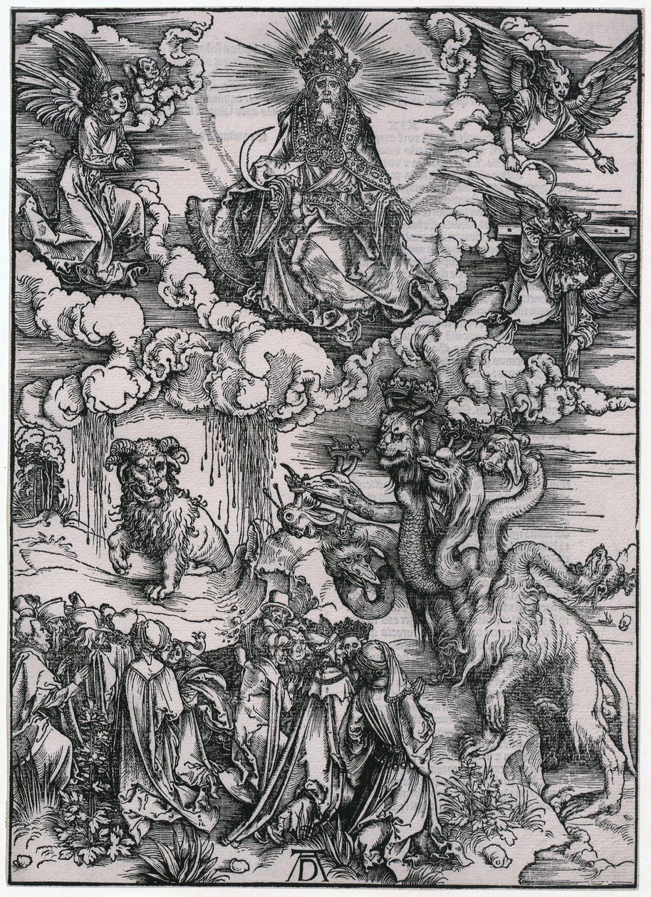 Tier mit den Lammhörnern, XI. Figur, Blatt 13 der Folge "Die Apokalypse" von Albrecht Dürer