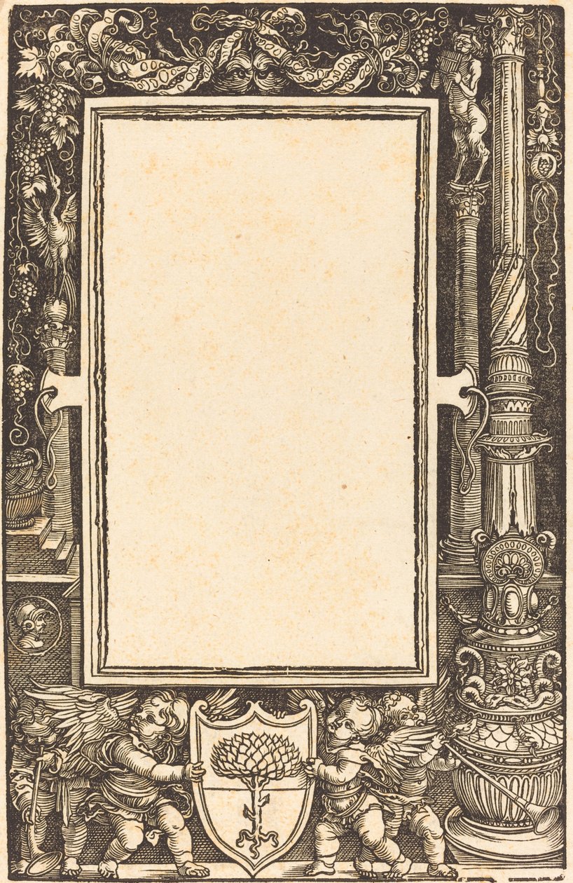 Titelrahmen mit Putti, die die Pirckheimer-Wappen halten von Albrecht Dürer