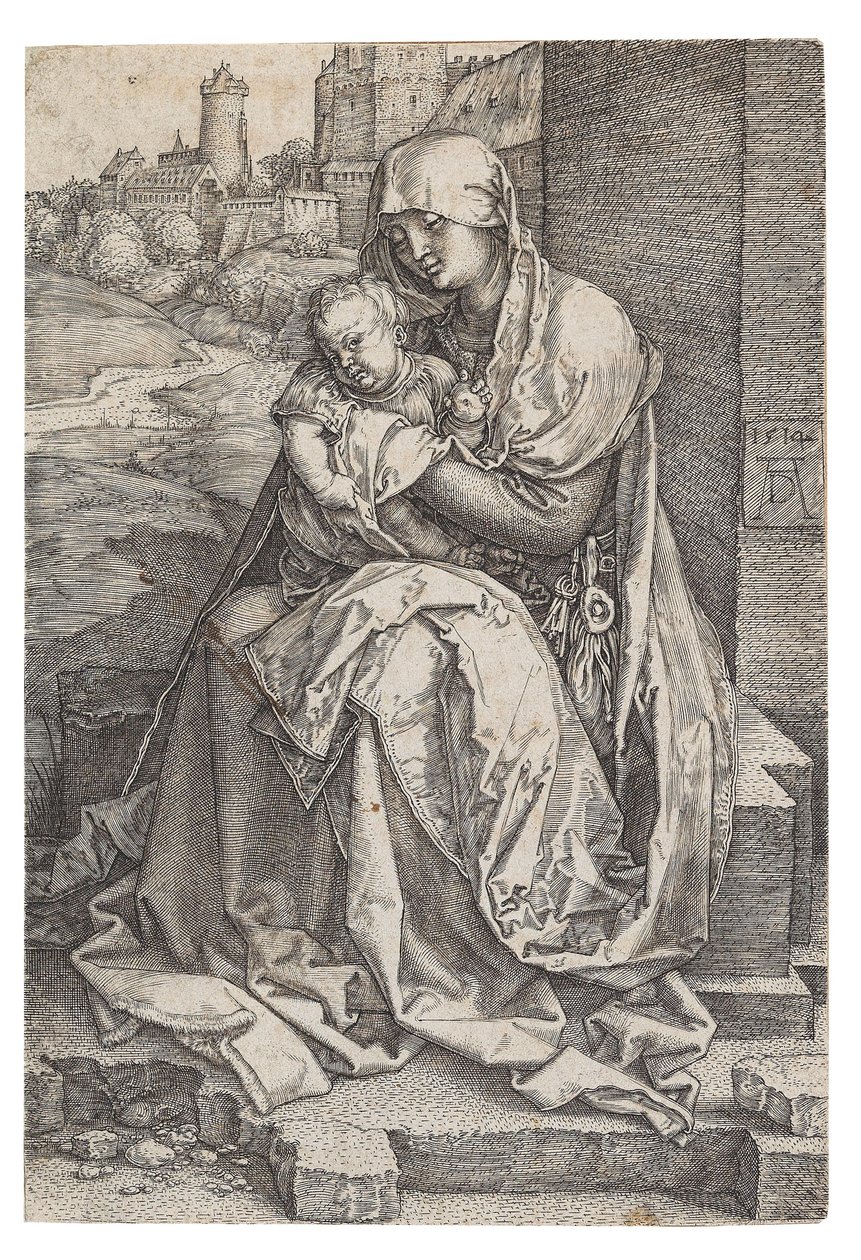 Jungfrau und Kind an der Mauer sitzend, 1514 von Albrecht Dürer