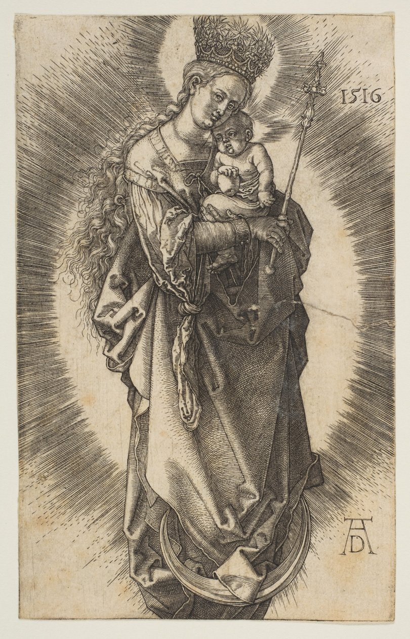 Jungfrau auf der Mondsichel mit Zepter und Sternenkrone von Albrecht Dürer
