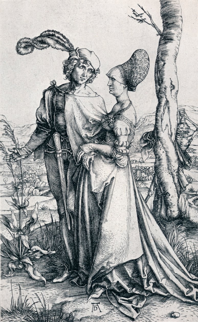 Junges Paar von Tod bedroht oder Der Spaziergang, 1495 von Albrecht Dürer
