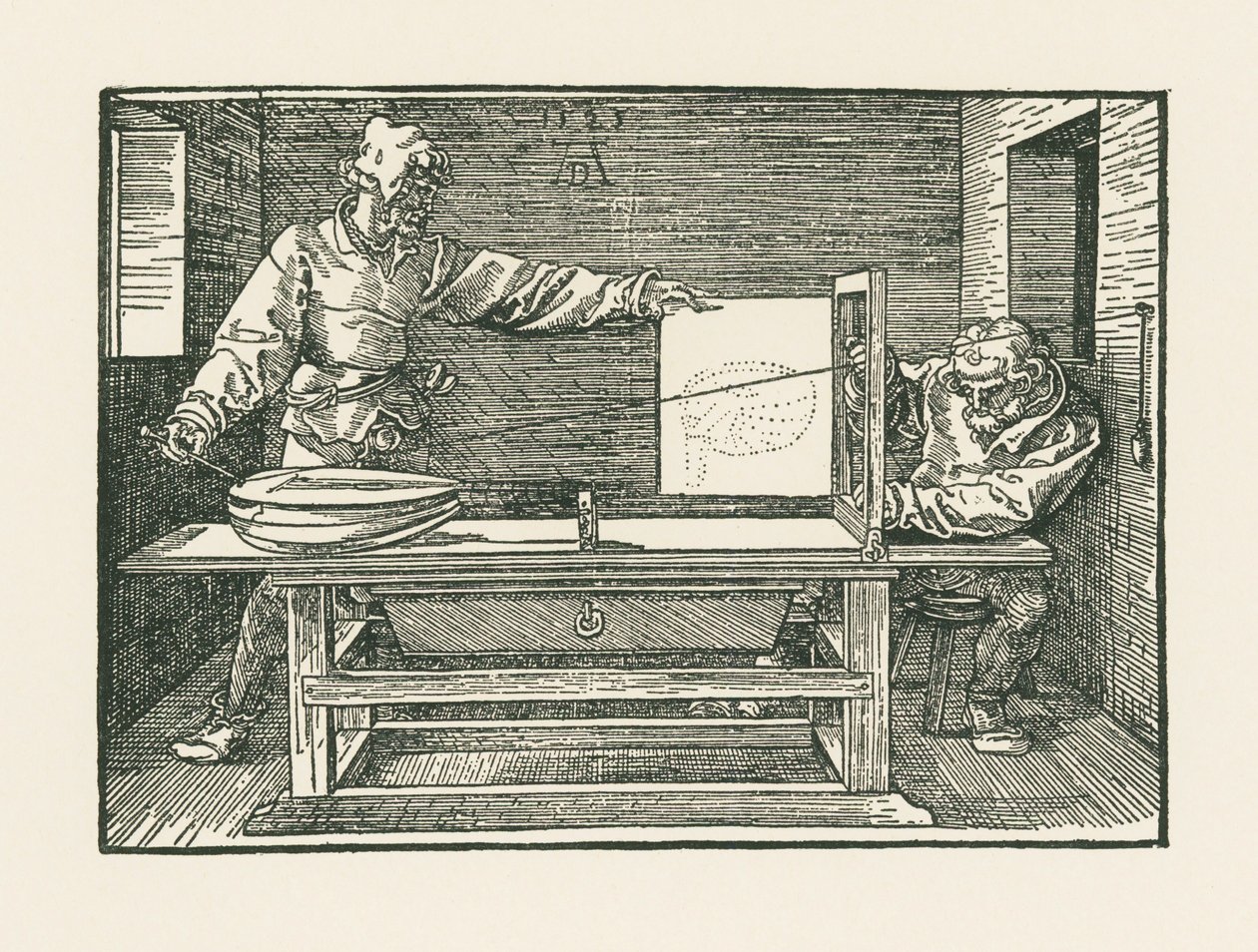 Ein Mann zeichnet eine Laute von Albrecht Dürer or Duerer