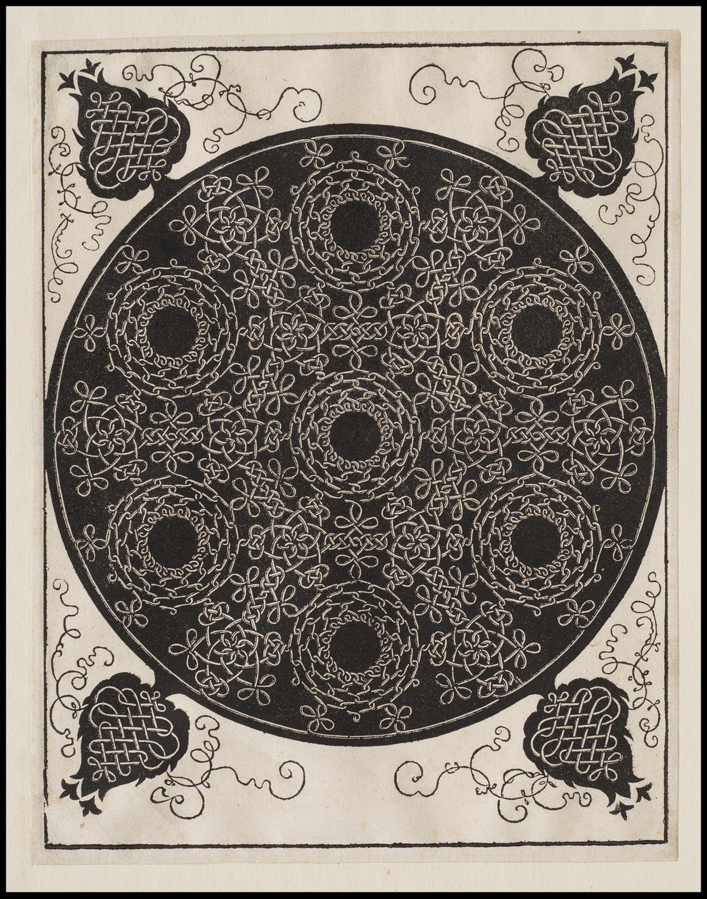 Vierter Knoten, 7 kreisförmige Knotengruppen mit schwarzen Zentren, ca. 1506 von Albrecht Dürer