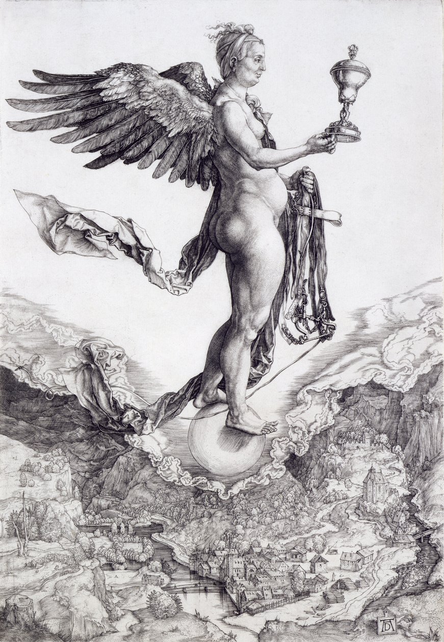 Nemesis (Das große Glück) (Gravur) von Albrecht Dürer
