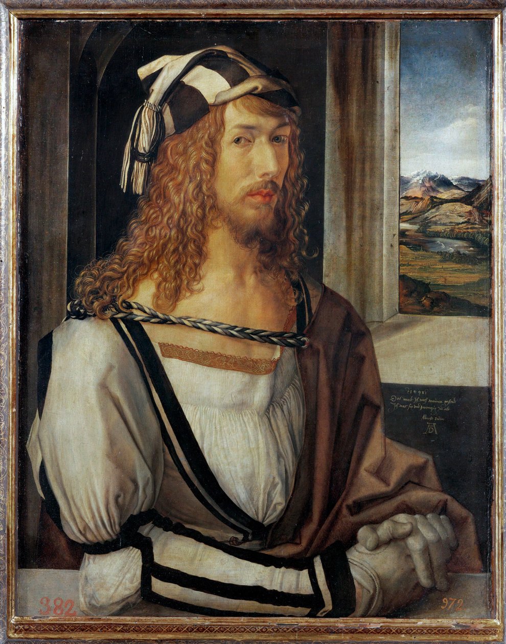 Selbstporträt, beschriftet "1498" von Albrecht Dürer or Duerer