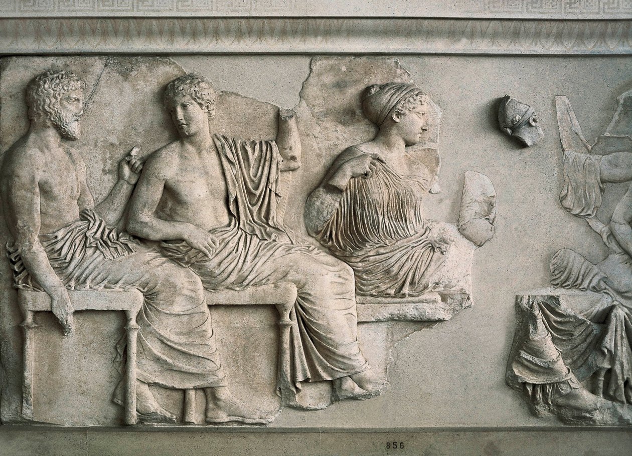 Poseidon, Apollo, Artemis und Aphrodite dargestellt auf dem Ostfries des Parthenon von Alcamenes (attr. to)