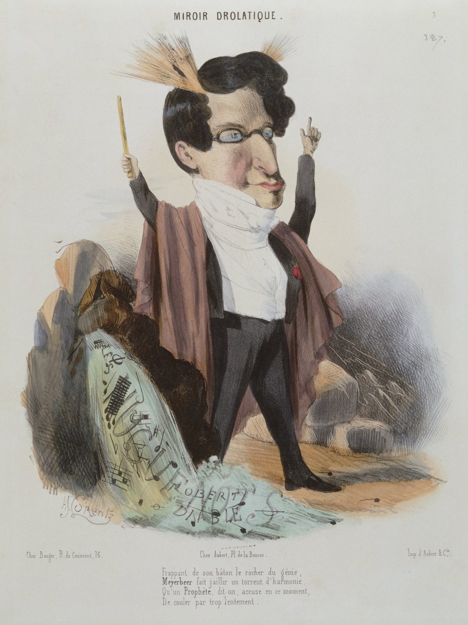 Karikatur von Jakob Meyerbeer (1791-1864), deutscher Komponist von Alcide Joseph Lorentz