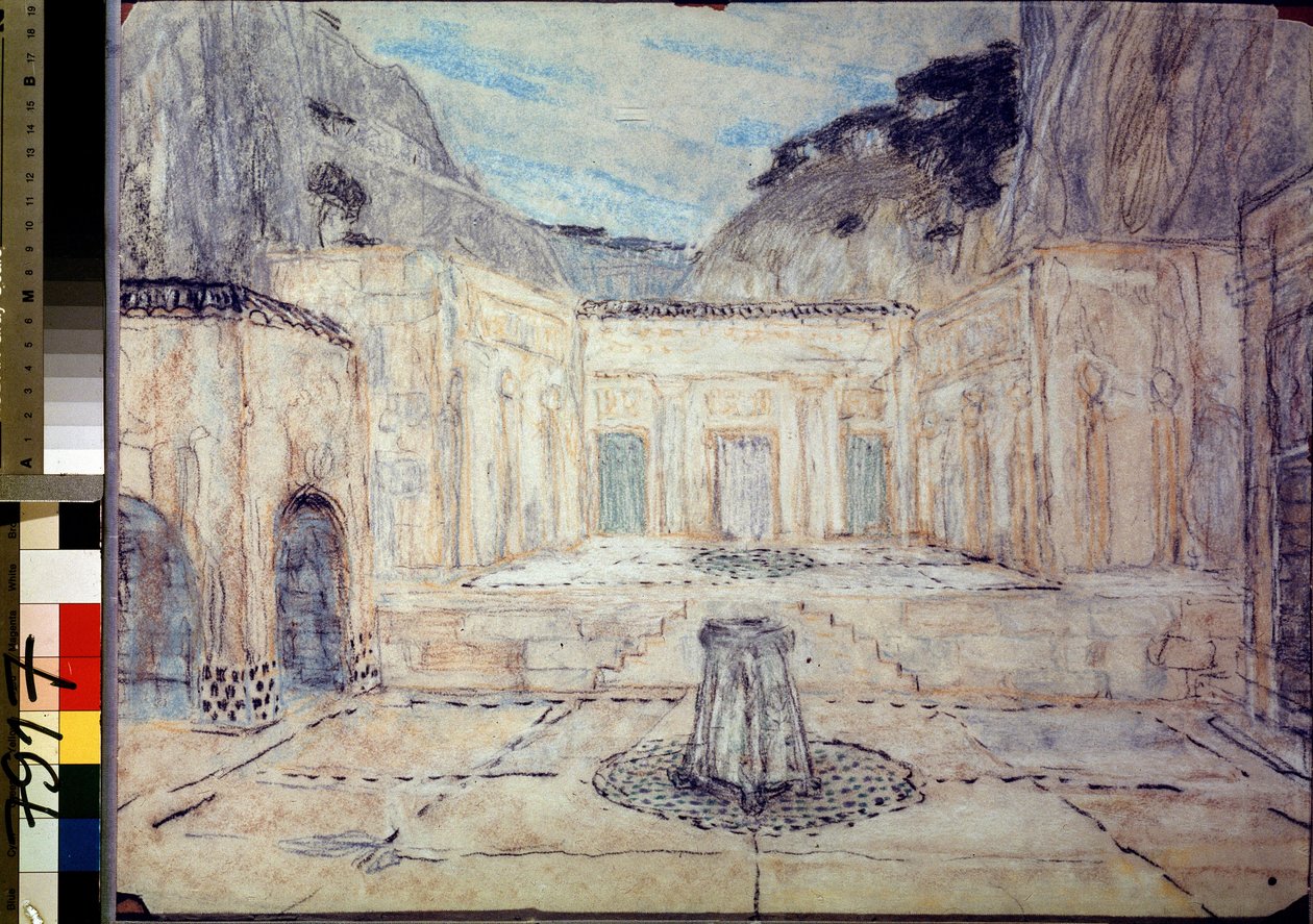 Bühnenbild für die Tragödie Antigone nach Sophokles von Aleksandr Jakovlevic Golovin