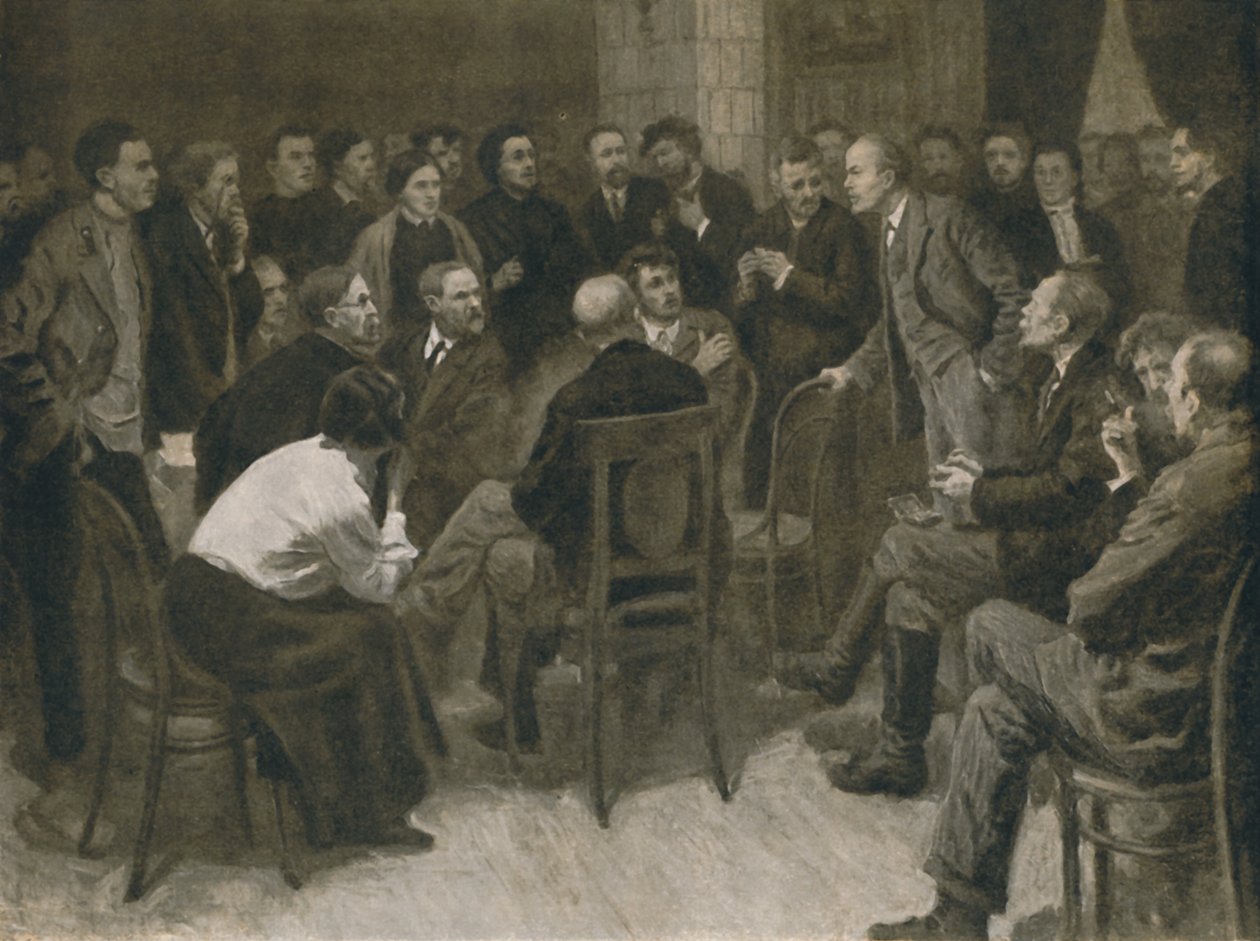 Lenin debattiert mit dem Narodnik Vorontsov 1894, 1939 von Aleksandr Viktorovic Moravov