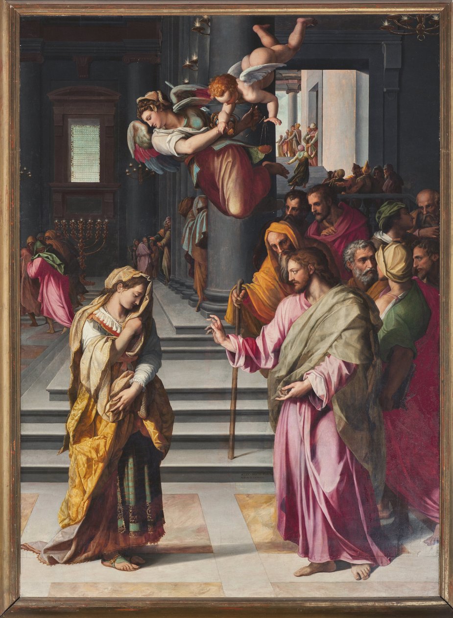 Jesus und die Ehebrecherin von Alessandro Allori