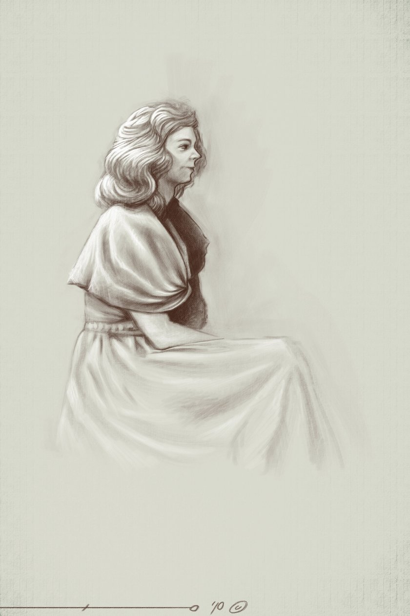 Eine junge Frau, die unter dem ersten Kaiserreich lebt, Anfang des 19. Jahrhunderts. Illustration von Alessandro Lonati, 2010 von Alessandro Lonati