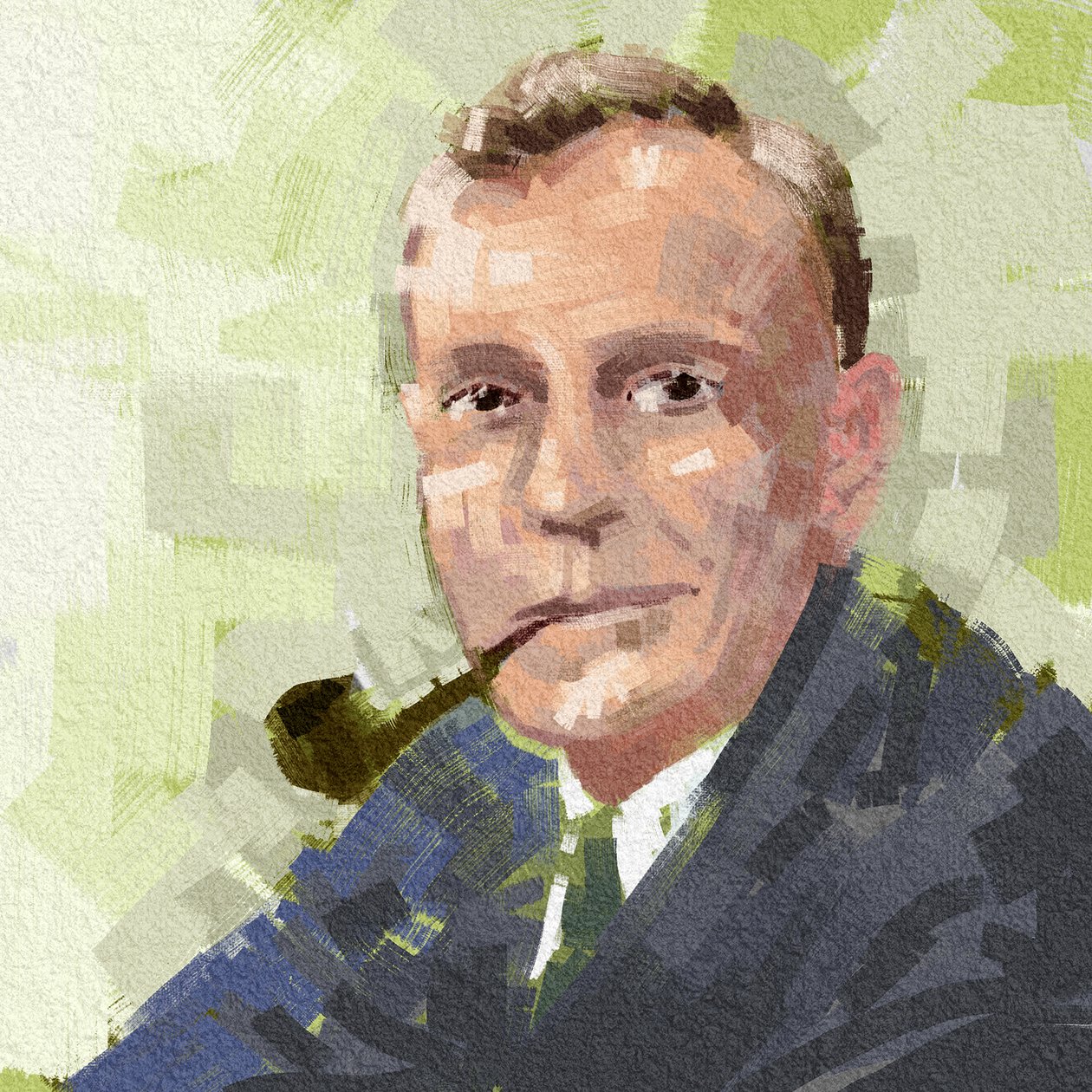 Porträt des Astronomen Edwin Hubble, 2023 (Illustration) von Alessandro Lonati