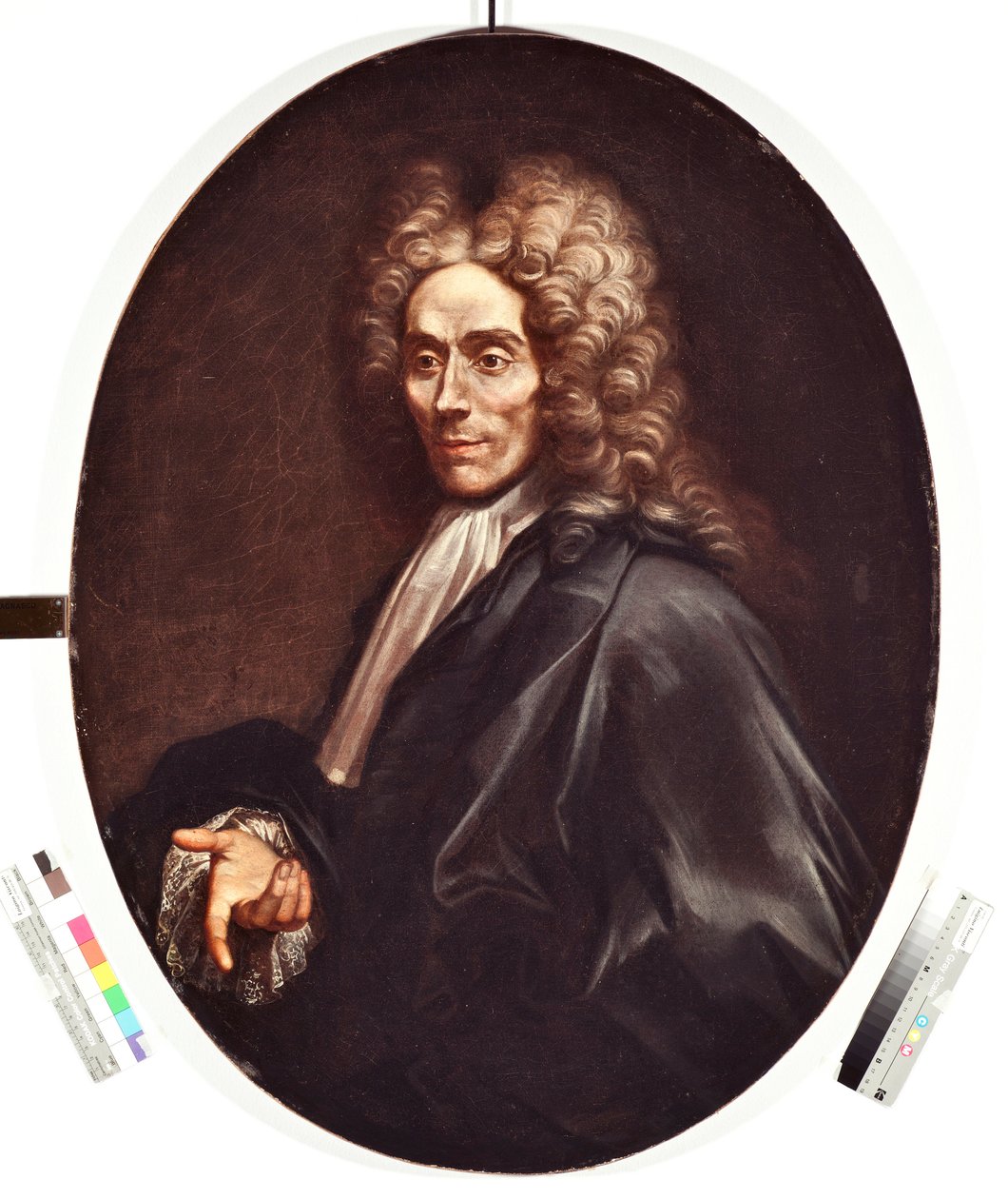 Porträt eines Mannes. Ein Mann des Adels, mit Perücke und schwarzem Kleid - Gemälde von Alessandro Magnasco, genannt Il Lissandrino von Alessandro Magnasco