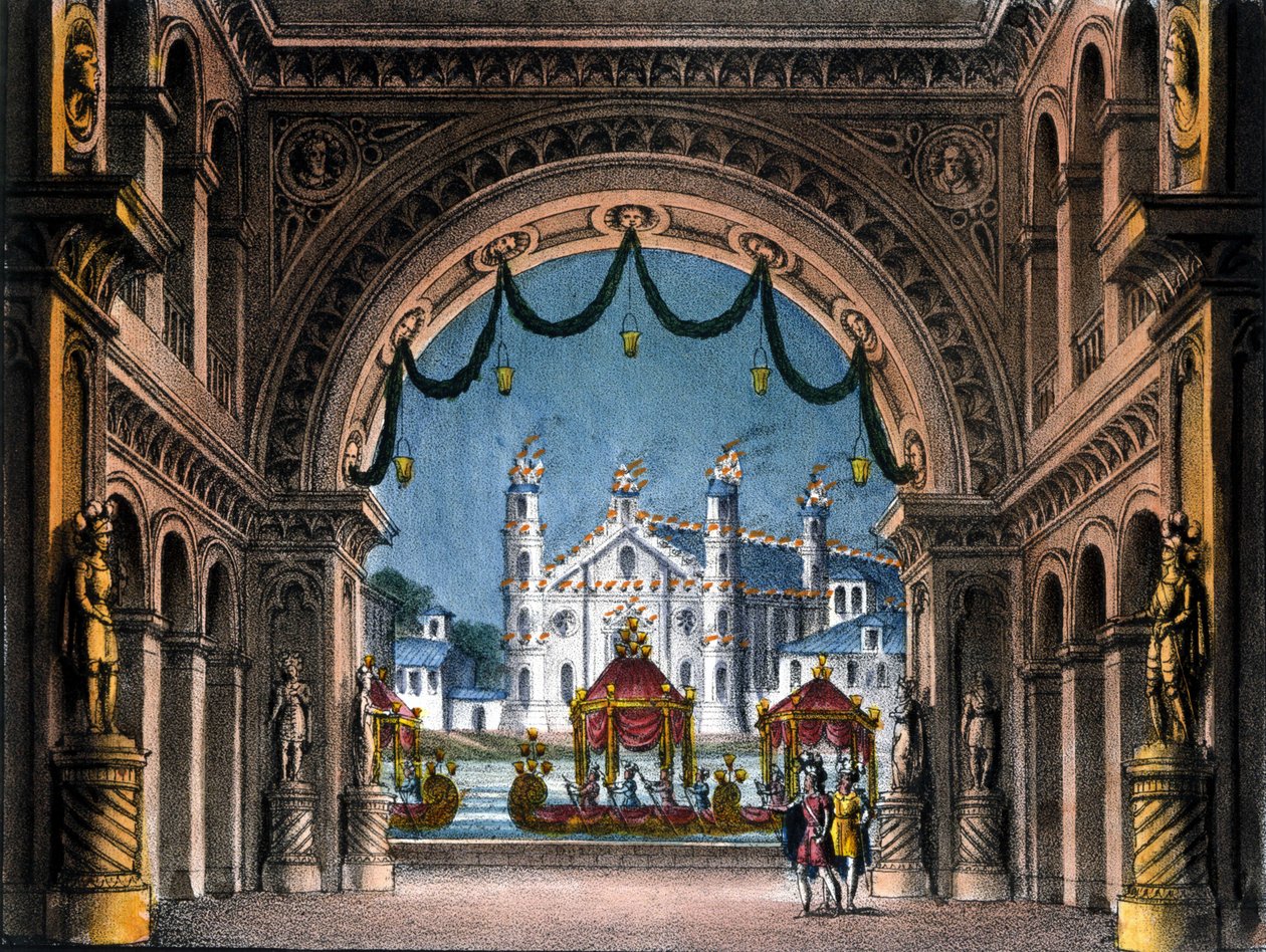 Bühnenbild von Sanquirico für die Oper „La straniera“ von Vincenzo Bellini von Alessandro Sanquirico
