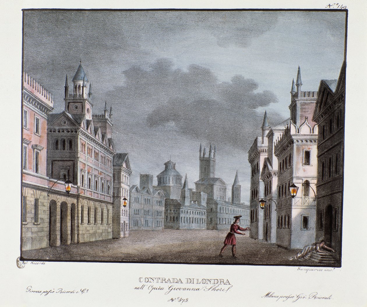Ansicht der Vororte von London Bühnenbild für die Aufführung der Oper „Giovanna Shore“ (Jeanne Shore) von Carlo Ponti (1829) von Alessandro Sanquirico