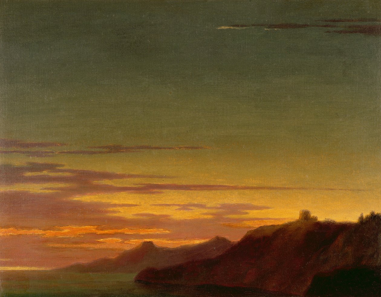 Ende des Tages: Sonnenuntergang an der Küste, ca. 1768-75 von Alexander Cozens