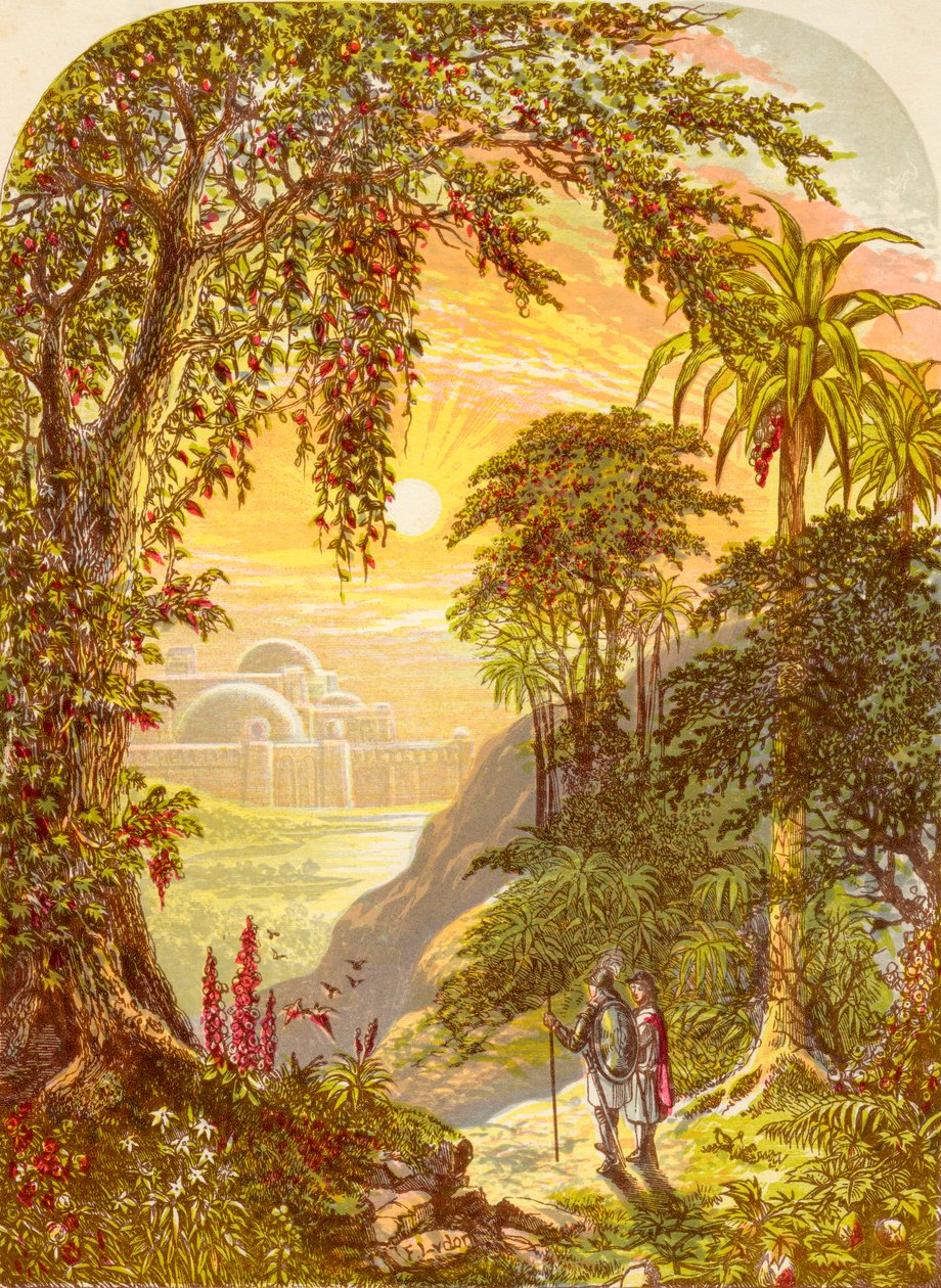 Christian und Hoffnungsvoll im Land Beulah, aus Die Pilgerreise von John Bunyan, veröffentlicht ca. 1880 von Alexander Francis Lydon