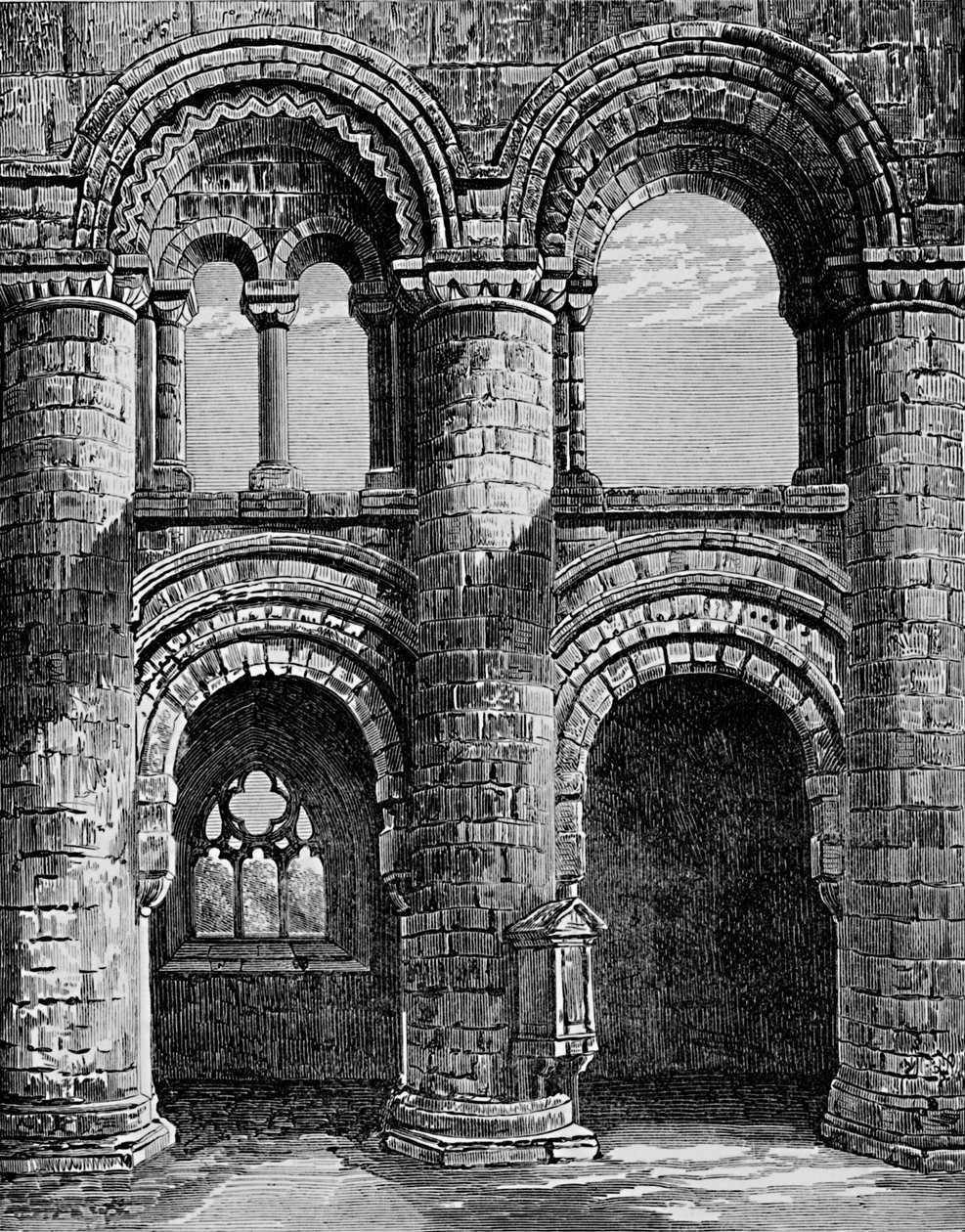 Normannische Bögen im Kirchenschiff, Jedburgh Abbey, ca. 1880, 1897 von Alexander Francis Lydon