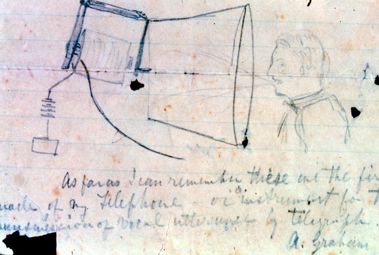 Skizze von Alexander Graham Bells Telefon von 1876 von Alexander Graham Bell