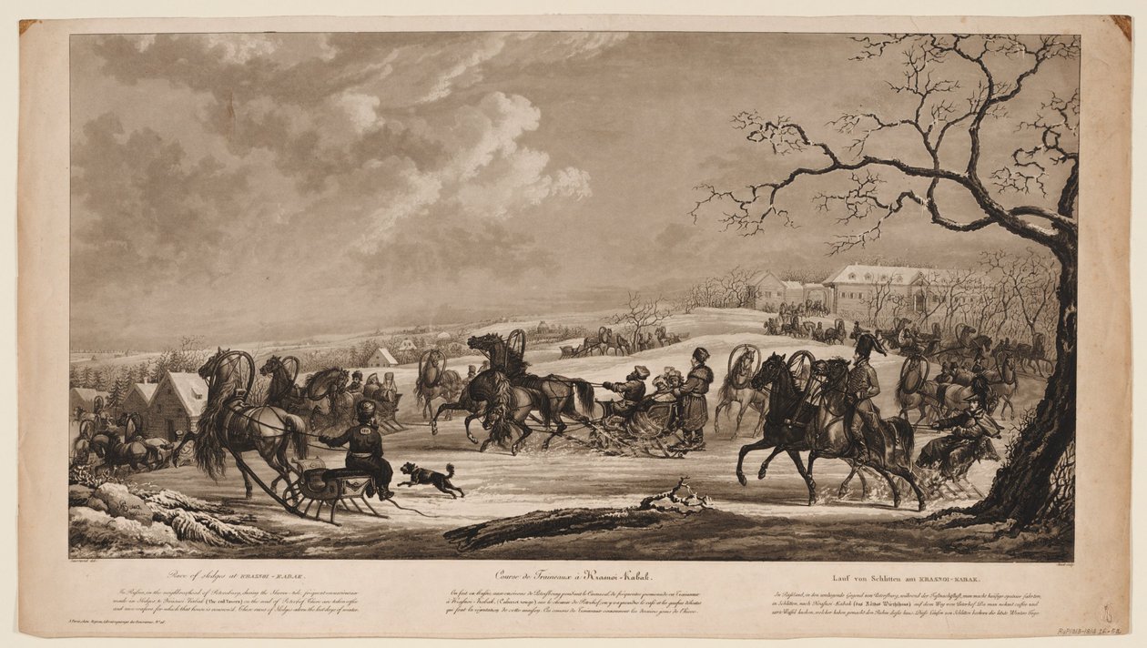 Schlittenrennen bei Krasny Kabachok, 1814 von Alexander Ivanovich Sauerweid