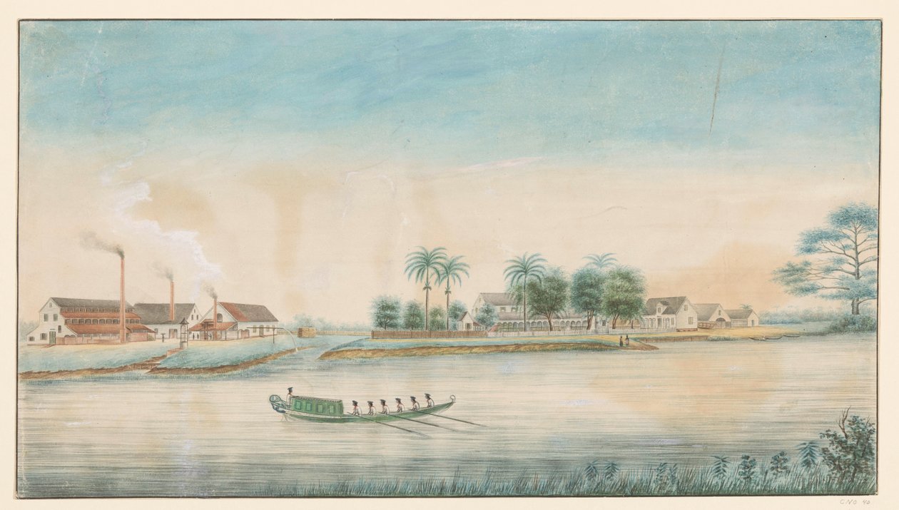 Ansicht der Zuckerplantage Catharina Sophia vom Wasser aus von Alexander Ludwich Brockmann