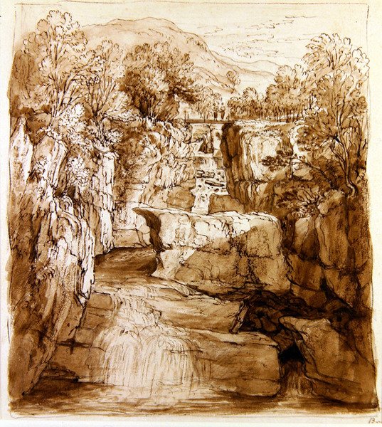 Die Bracklinn-Fälle, Perthshire, ca. 1810 von Alexander Nasmyth