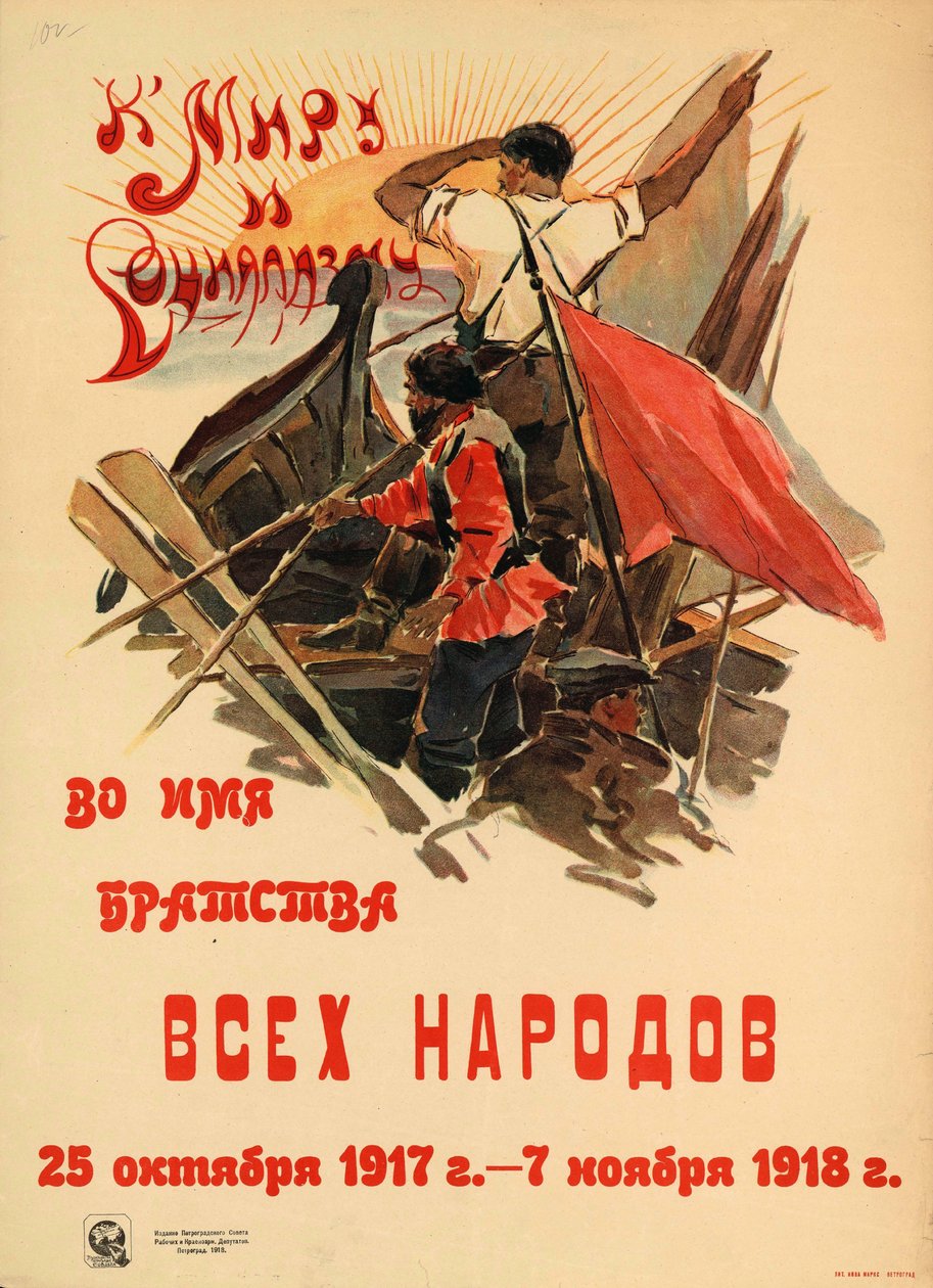 Für Frieden und Sozialismus im Namen der Brüderlichkeit aller Völker, 1918 von Alexander Nikolaevich Zelensky