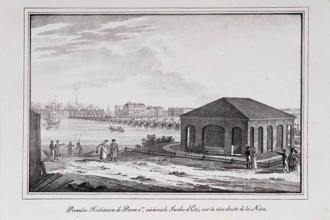 Hütte von Peter dem Großen, Serie Ansichten von Sankt Petersburg, 1820er Jahre von Alexander Pluchart
