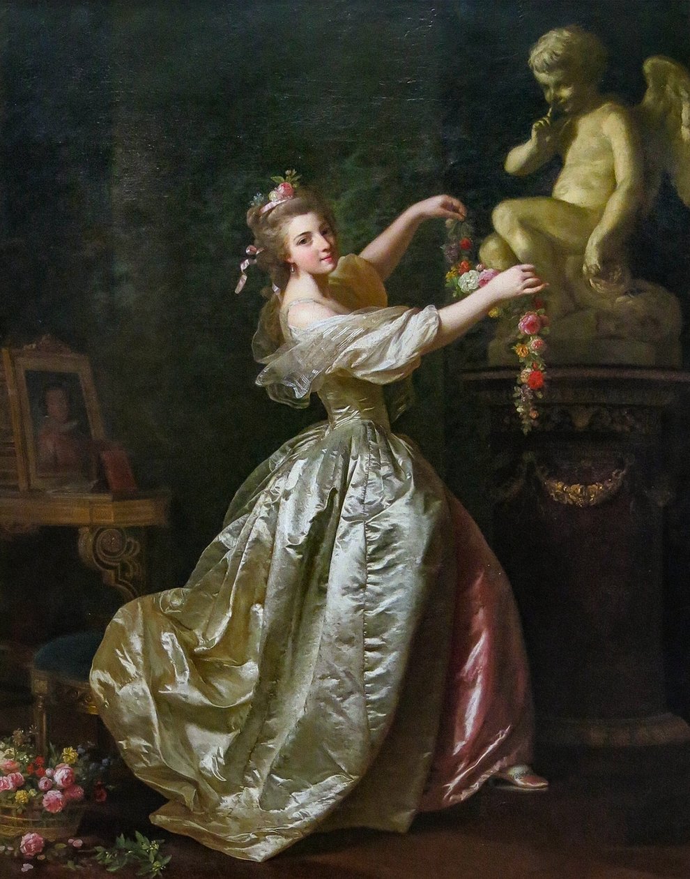 Junge Frau dekoriert die Statue der Liebe von Alexander Roslin