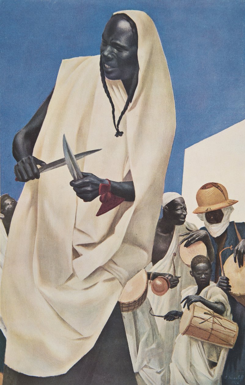 Der Tanz des Kuli-Kuta (Niamey) Parodie der alten Menschenopfer des Dahomey, aus Dessins et Peintures d