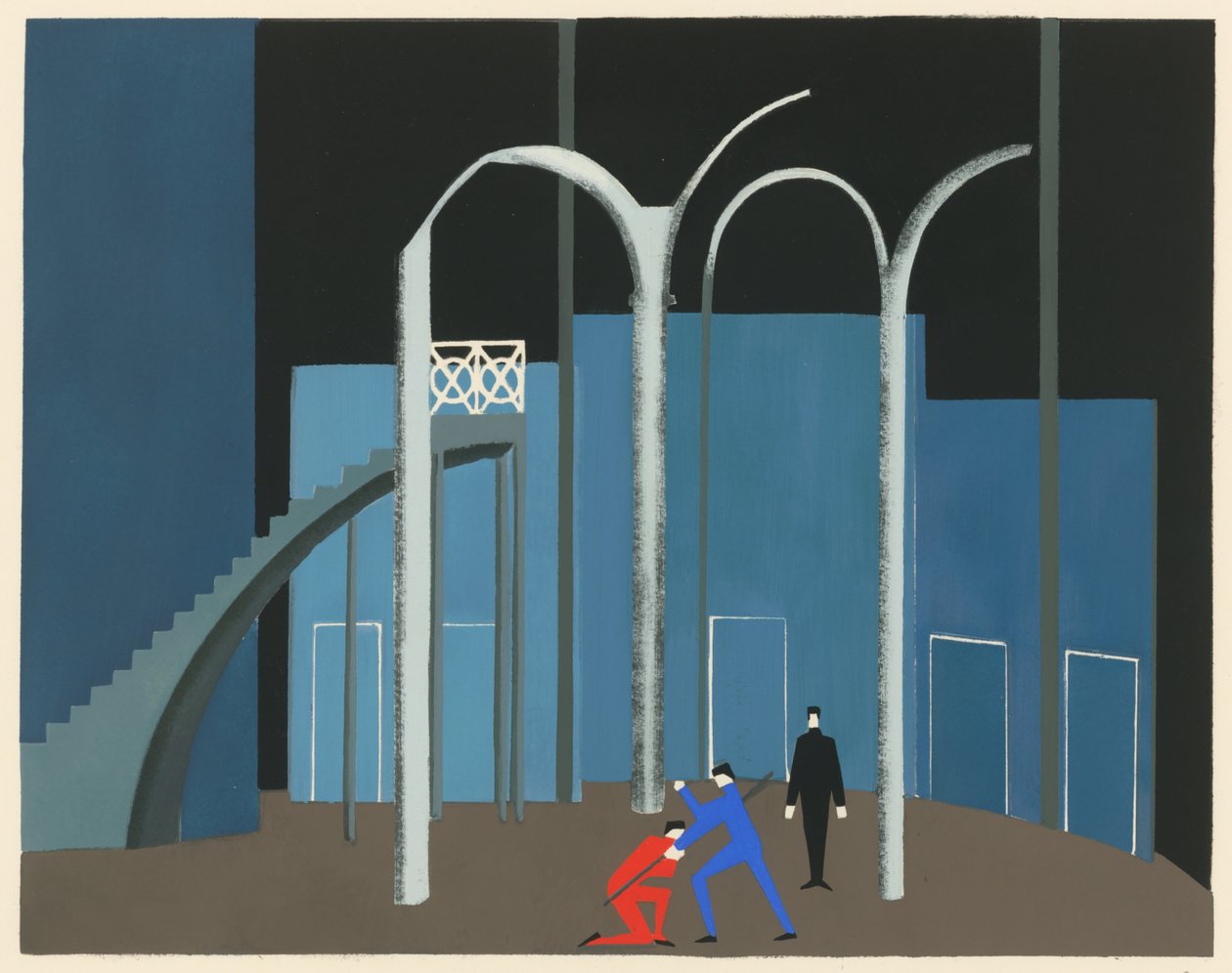Bühnenbild aus dem Portfolio Décors de Théâtre, 1930 von Alexandra Alexandrowna Exter