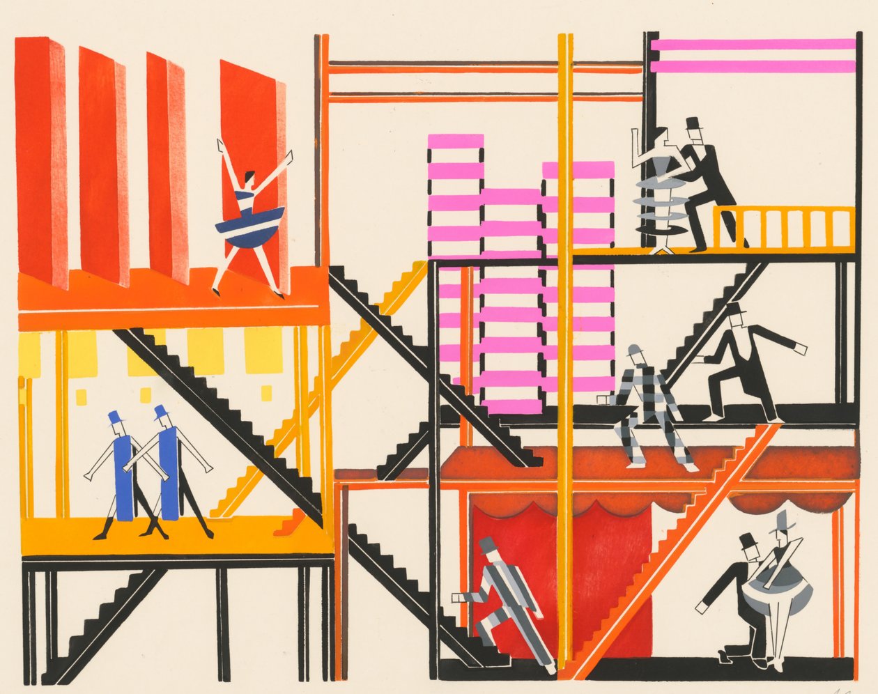 Bühnenbild aus dem Portfolio Décors de Théâtre, 1930 von Alexandra Alexandrowna Exter