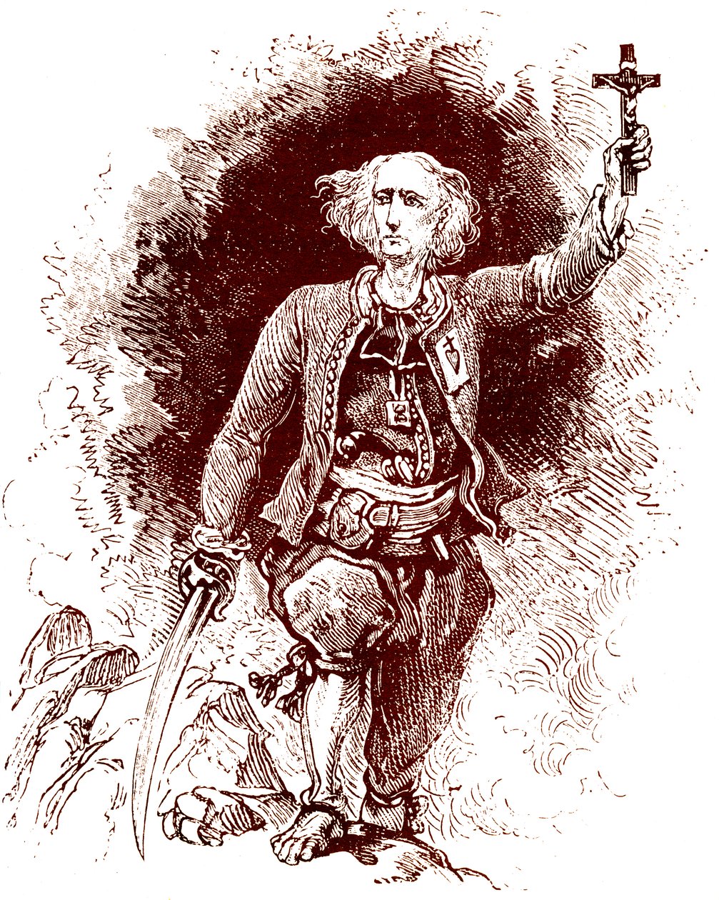 Ein Chouan-Priester. Royalistische Aufstände in der Bretagne. Ende des 19. Jahrhunderts (Gravur) von Alexandre (1850 1888) Ferdinandus