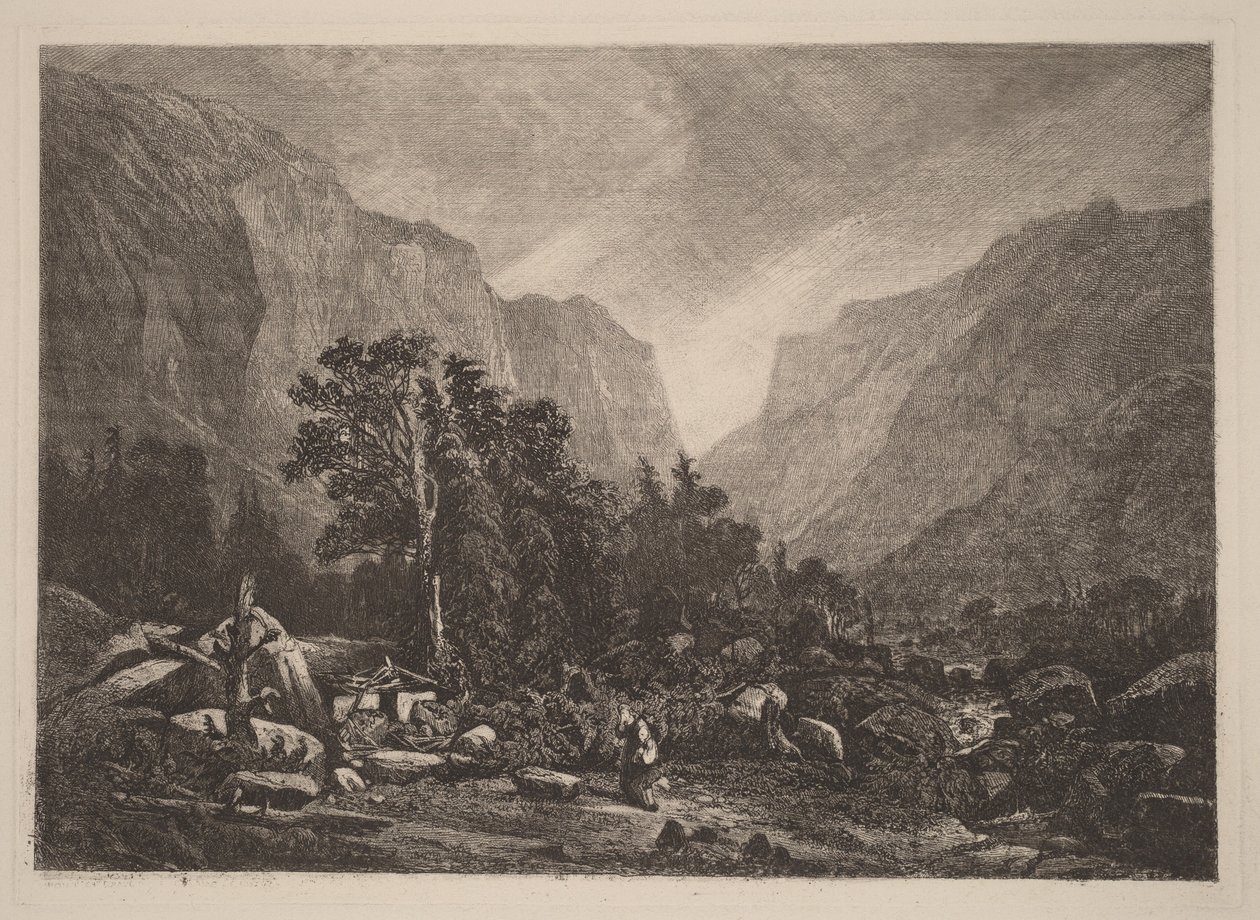 Paar bei einem verfallenen Haus von Alexandre Calame
