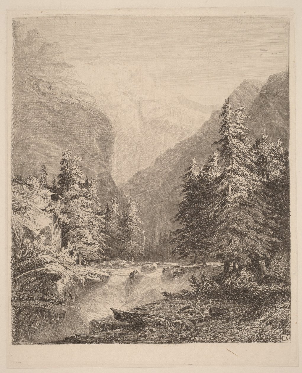 Bergwasserfall von Alexandre Calame