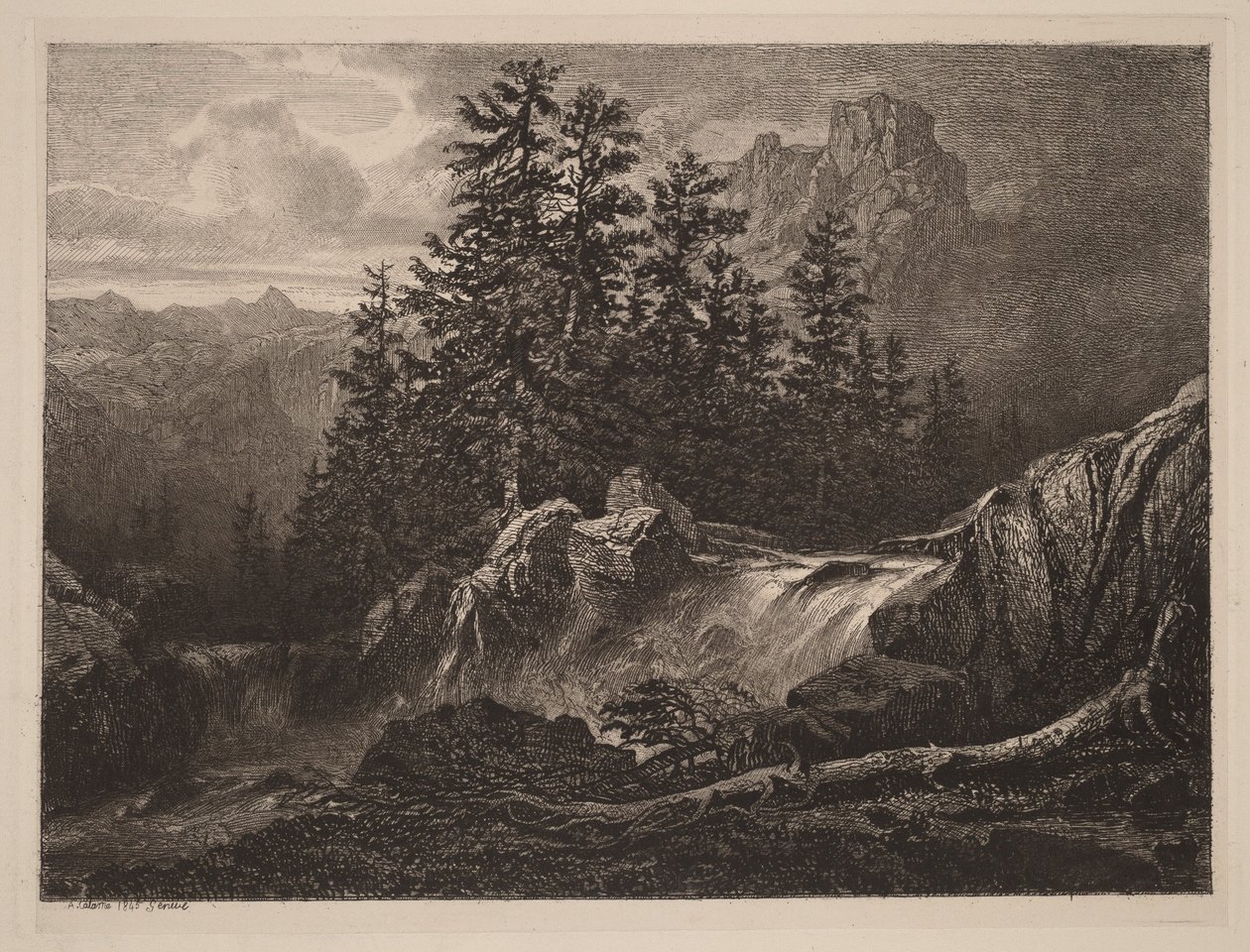 Gebirgswasserfall von Alexandre Calame