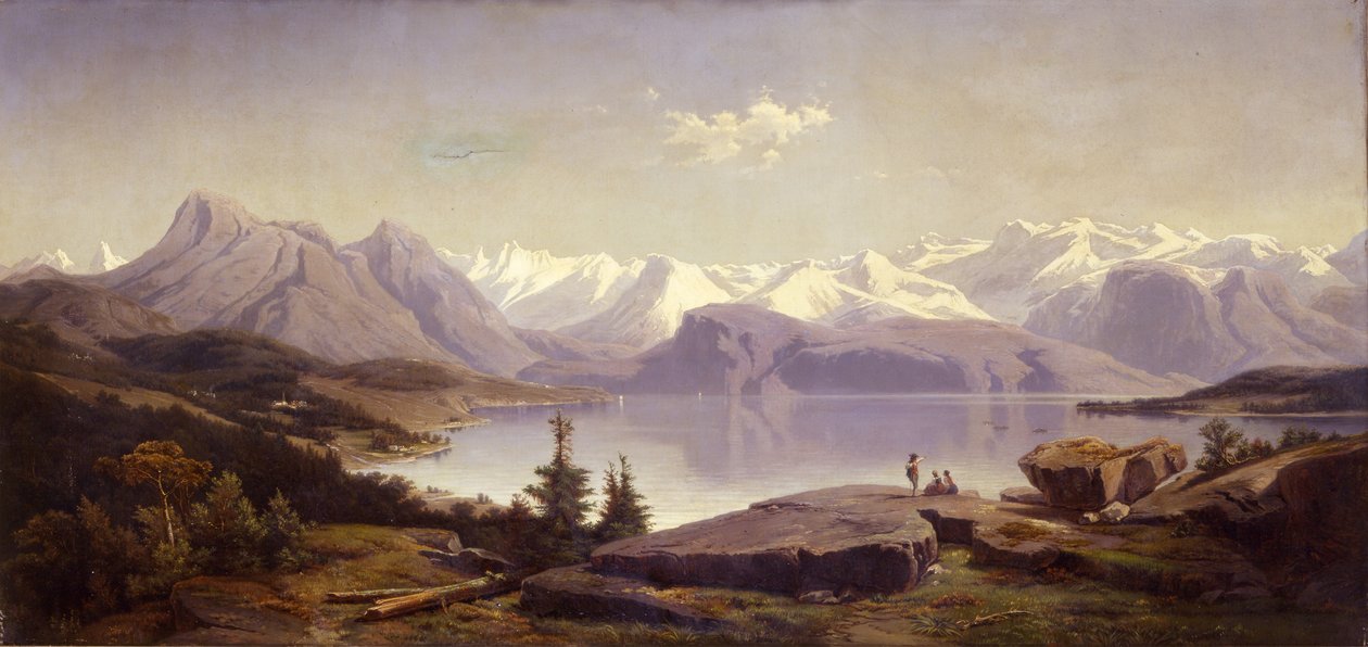 Schweizer Landschaft mit See von Alexandre Calame