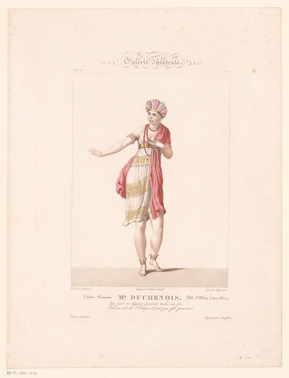 Porträt von Frau Duchenois in der Rolle von Alzire von Alexandre Chaponnier