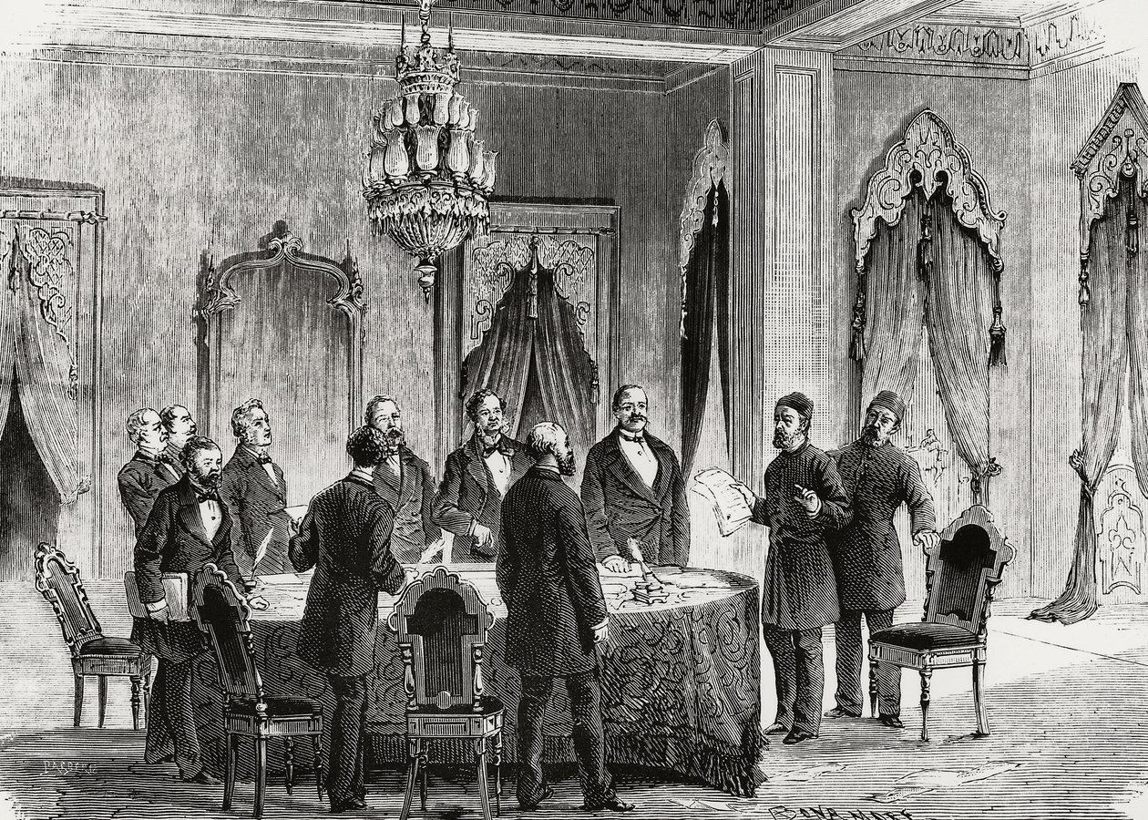 Konstantinopel-Konferenz, Dezember 1876, Gravur, Türkei von Nicolas Toussaint Charlet